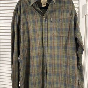 Beretta Men's XXL Green & Blue Plaid Soft Flannel Casual Button Down Shirt